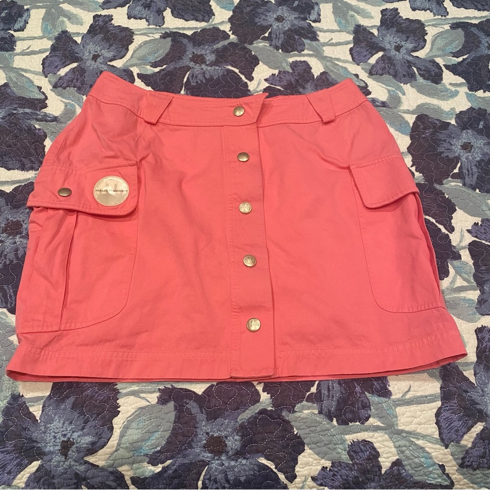 Mugler Trademark vintage pink cotton denim cargo mini skirt